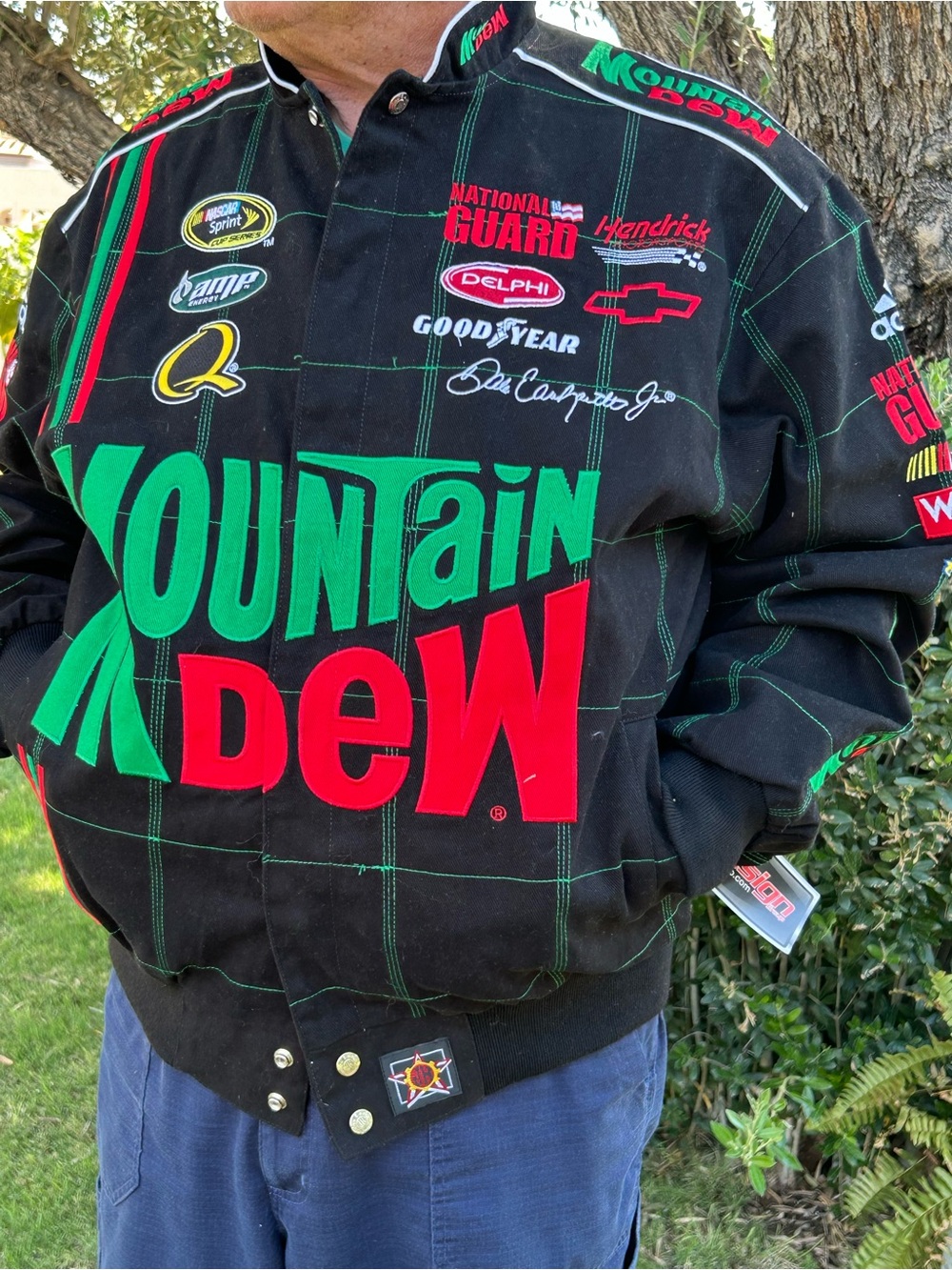 Mountain Dew Racing Jacket - Black with Green & Red Logos.  Mens L.